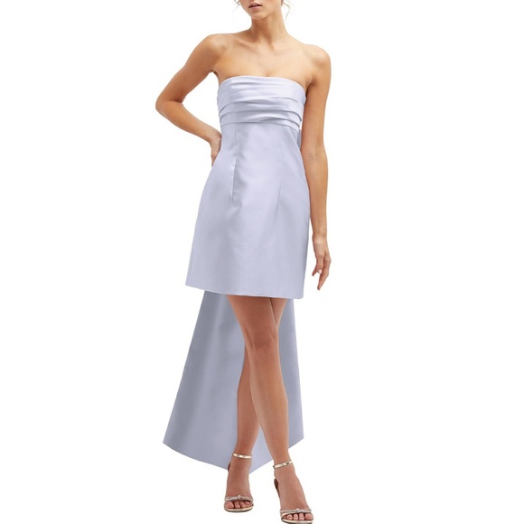 D697 NEW ALFRED SUNG Silver Dove OVERSIZE BOW BACK Strapless SATEEN Mini DRESS 8 - Picture 13 of 16